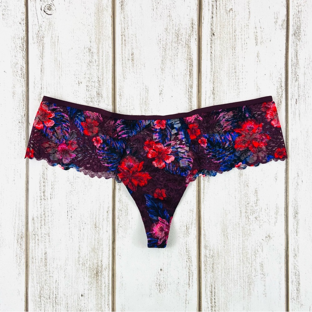 VS PINK Extra Low Rise Cheekster Thong Large Tropical Print